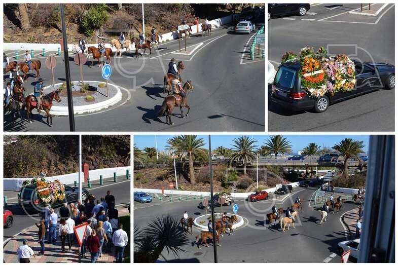 Momentos en que la especial comitiva fúnebre pasa por la pequeña rotonda de San Juan (Foto TA)